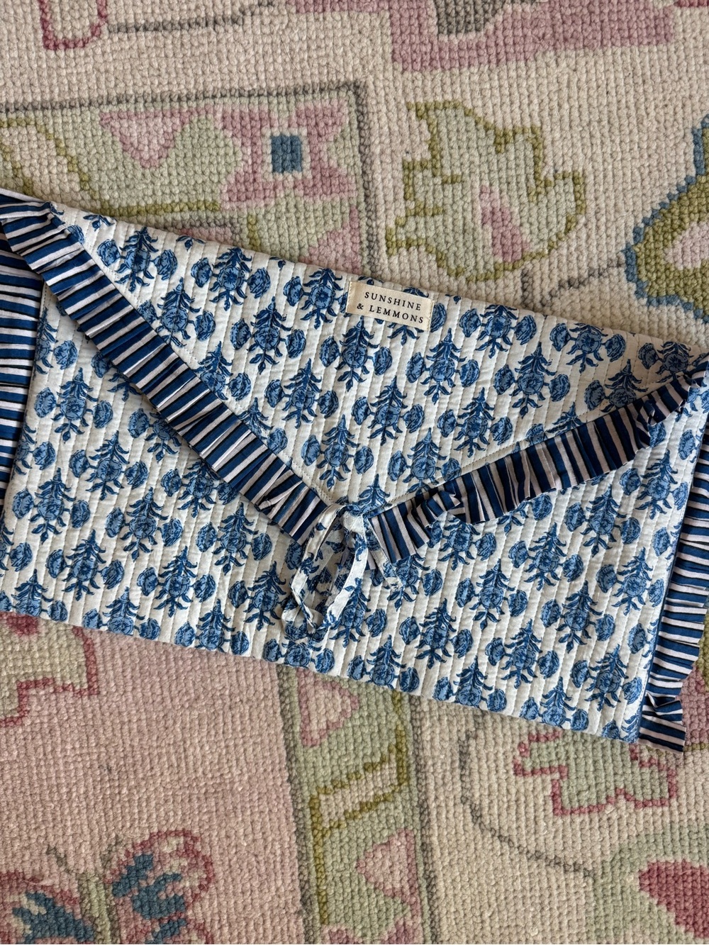 Quilted block print laptop case